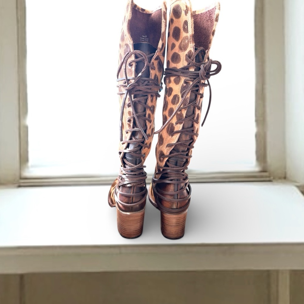 NEW in Box FREEBIRD by Steven Coal Leopard Corset Knee Boots 8 - Picture 5 of 16